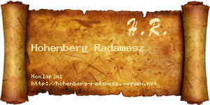 Hohenberg Radamesz névjegykártya